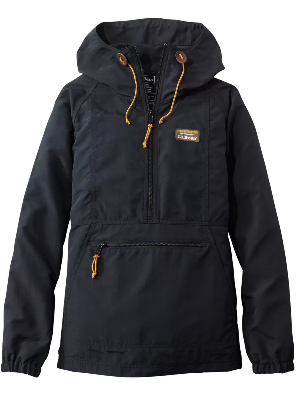 LL Bean Women's Mountain Classic Anorak Rain Repellant Jacket Plus size 2X Black